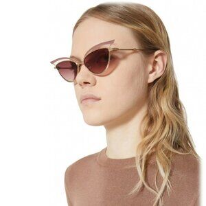 Valentino Women BRAND NEW Sunglasses Titanium Gold Grey Cat Eye V - GLASSLINER